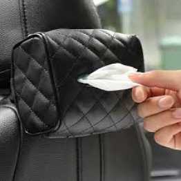 Car Tissue Box Soft Microfiber PU Leather Tissue Box Holder for Car Visor Center Console Seat Headrest