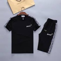 Cotton Combo Black T-shirt and 2 Quarter Pants for Boy