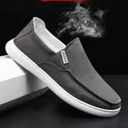 FASHION 2024 Black Blue Grey And Cream Color Casual Canvas Sneakers Shoes For Men New Trendy And Lightweight Casual Loafer Shoes For Man