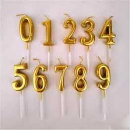 Metallic Gold Number Candles For Birthday Party Wedding Decoration Reunions Theme Party