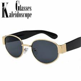 【VisioN Shop】GOBLACKVintage 90s Sunglasses Luxury Brand Designer Oval Glasses for Women Metal Retro Classic Driving Sunglass UV400
